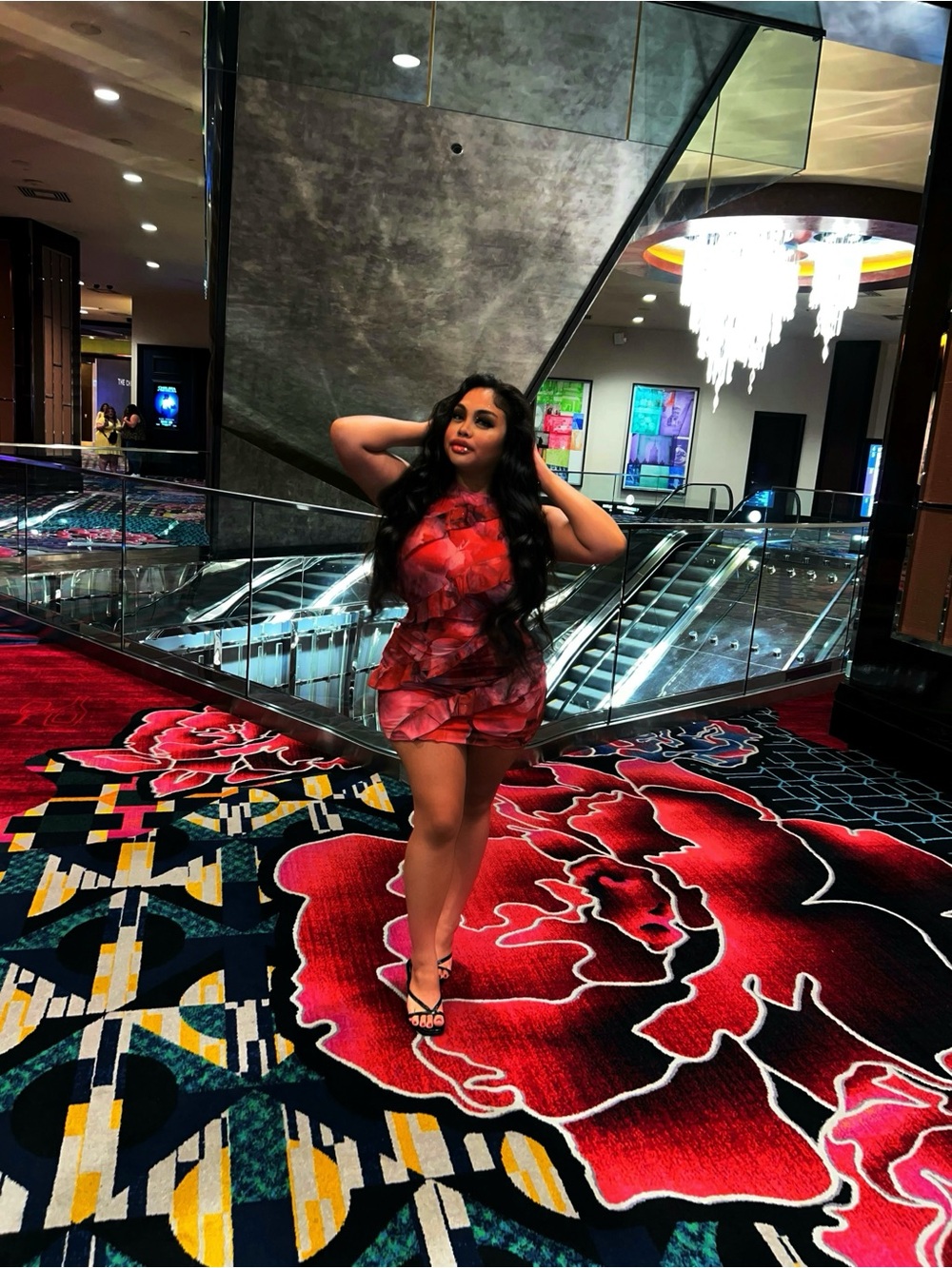 Red Backless Floral Mini Dress with Ruffle Hem